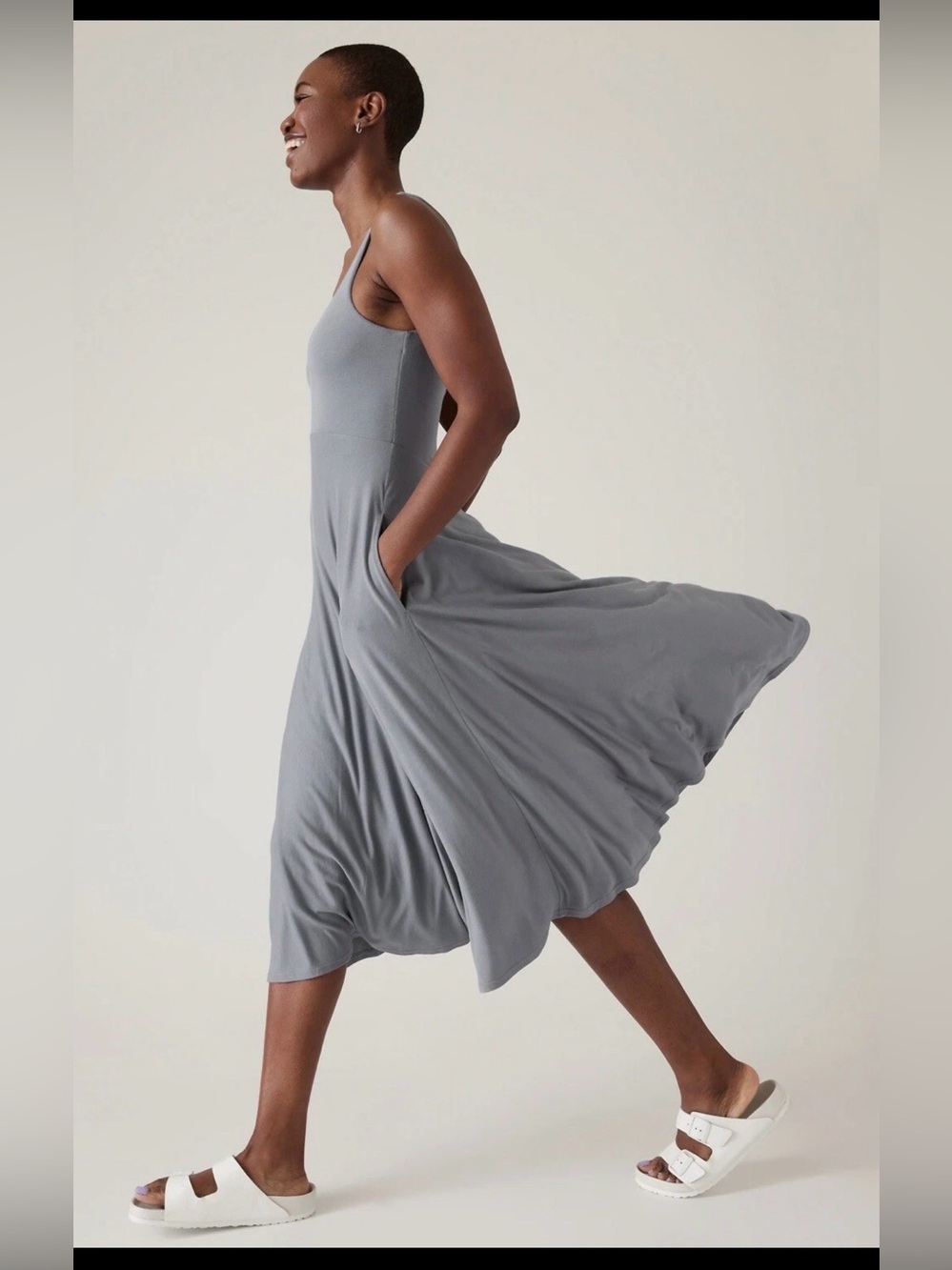 Athleta Santorini Midi Dress Gray , size 1X